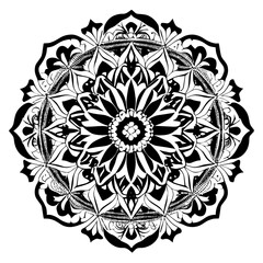 Flower clipart vector design black and white