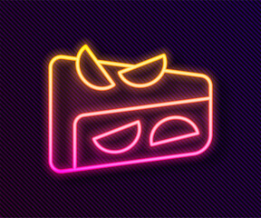 Glowing neon line Homemade fruit pie icon isolated on black background. Vector