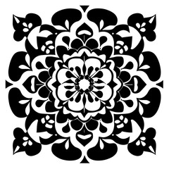 Flower clipart vector design black and white
