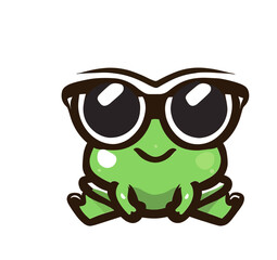Cool frog with sunglasses logo vector art