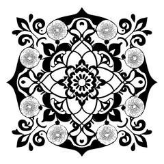 Flower clipart vector design black and white