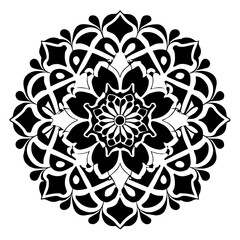 Flower clipart vector design black and white