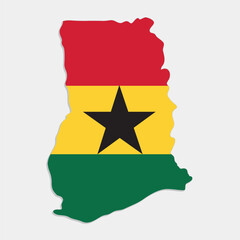 ghana map with flag on gray background