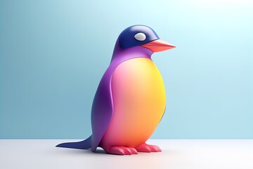 Fototapeta premium Cute minimalistic penguin 3d icon 3d render on isolated background