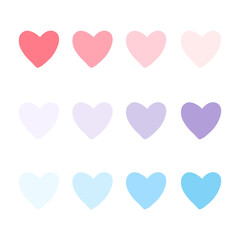 Cute hand drawn heart multicolor icon set. Drawing doodle. Art abstract concept. Love and passion theme. Isolated white background. Vector illustration.