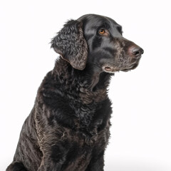 Curly-Coated Retriever breed dog isolated on white background