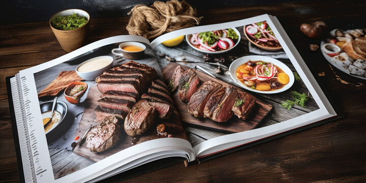 Kochbuch mit tollen Ideen von Essen kochen und braten, ai generativ