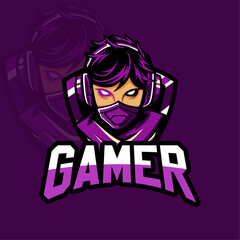 Gamer mascot vector logo design