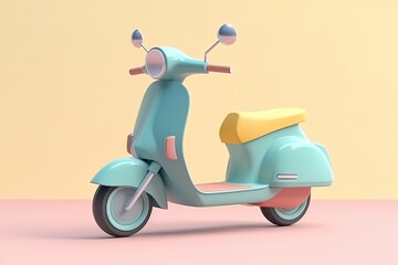 Fototapeta na wymiar Retro scooter colorful 3d render on isolated illustration