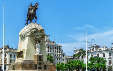 Fototapeta na wymiar San Martin Square in Lima Peru