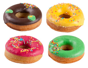pile of glazed donuts isolated on white background