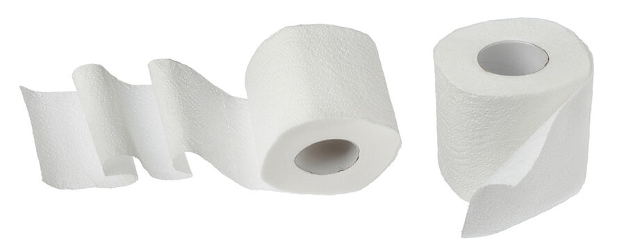 Roll Of Toilet Paper Or Tissue Isolated On White Background With Full Depth Of Field.