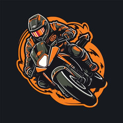Motor Racer Emblem Logo Design