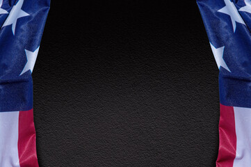 Flag United States of America for Memorial Day or 4th of July. US flag on dark background.