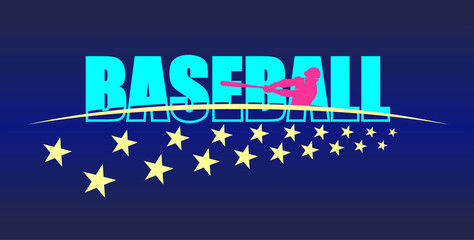 Baseball team design isolated on dark blue black background. School spirit shirts sport fan emblem. For print or cut (Cricut, Silhouette). 
 