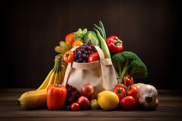 Fresh and healthy fruit in a shopping bag