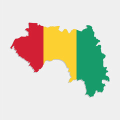 guinea map with flag on gray background