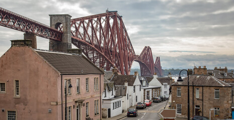Forth Bridge and North Queensferry town skyline, Scotland