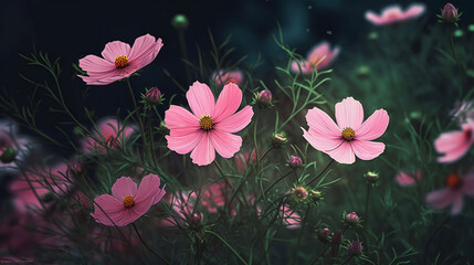 Cheerful Cosmos: A Burst of Color in Your Garden. Generative AI