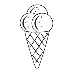 dessert ice cream in a cup black outline, vector isolated illustration in doodle style