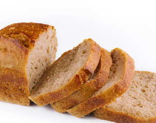 Whole wheat bread isolated on white