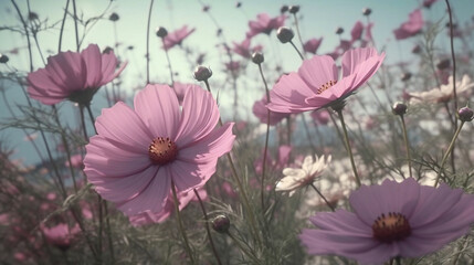 Cheerful Cosmos: A Burst of Color in Your Garden. Generative AI