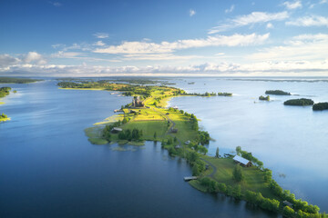 Aerial view of the famous Kizhi Pogost.