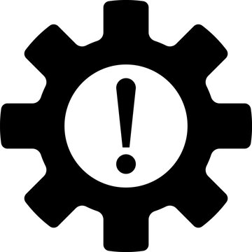 Process disruption icon in flat style. Cogwheel with warning sign symbol for your web site design, logo, app, icon Vector.