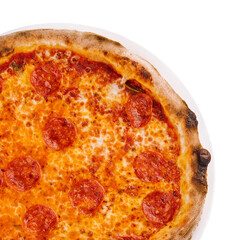 top view of hot pepperoni pizza
