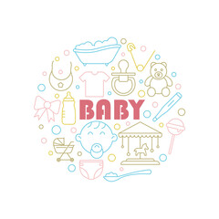 Baby Icons Circle Shape Background Vector Design.