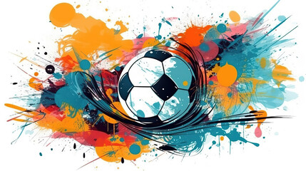 a modern poster illustration of the sport soccer, football is great, generative ai technology