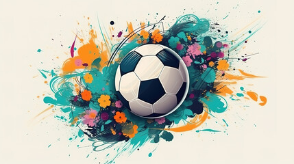 a modern design illustration of soccer, generative ai technology