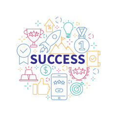 Success Icons Circle Shape Background Vector Design.