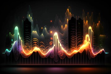 vector holographic background music wave lines