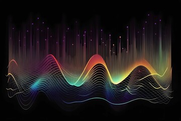 Fototapeta na wymiar vector holographic background music wave lines