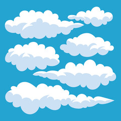Cartoon clouds symbol set. Vector stock illustration.