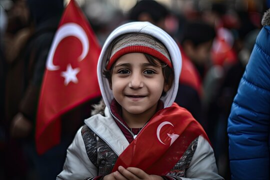 Young Asian Boy In Turkey Street Protest