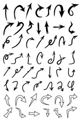 Fototapeta premium Hand drawn arrow vector icons set. sketch arrow design for business plan and education
