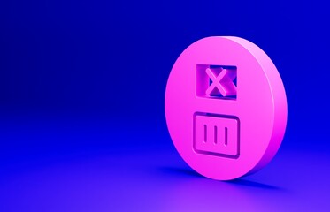 Pink Washing under 90 degrees celsius icon isolated on blue background. Temperature wash. Minimalism concept. 3D render illustration