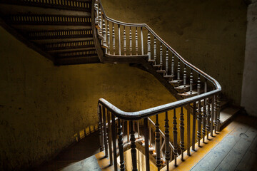 Old stairs in a tenement house.