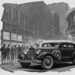 old car in the city Ai generative