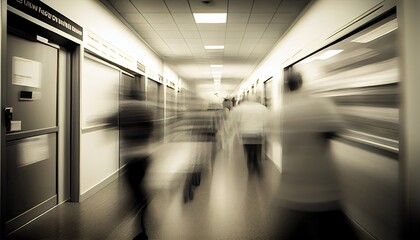 Obraz premium Blured motion in ER of hospital