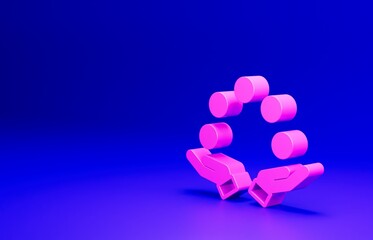 Pink Juggling ball icon isolated on blue background. Minimalism concept. 3D render illustration
