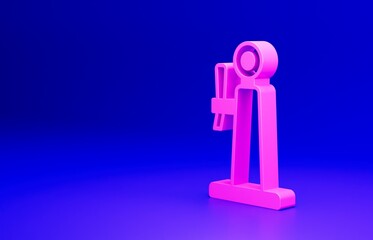 Pink Beer tap icon isolated on blue background. Minimalism concept. 3D render illustration