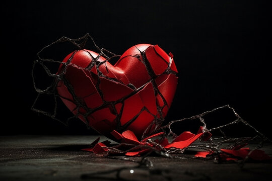 A powerful and emotional image of a broken heart, symbolizing pain, loss, and heartbreak. Ai generated.