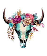 Foto op Plexiglas Aquarel doodshoofd Western Cow Skull Watercolor