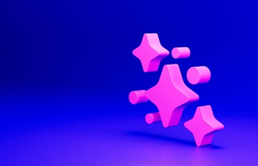 Pink Home cleaning service concept icon isolated on blue background. Building and house. Minimalism concept. 3D render illustration