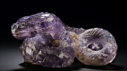 snake in the night, amethyst looking like a snake, generative ai