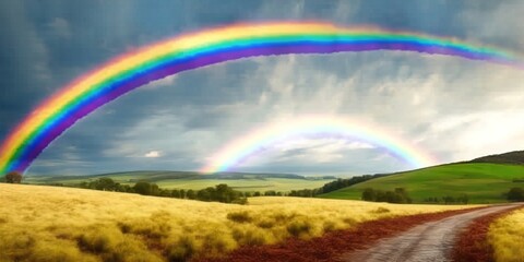 Obraz premium rainbow over field Ai generative