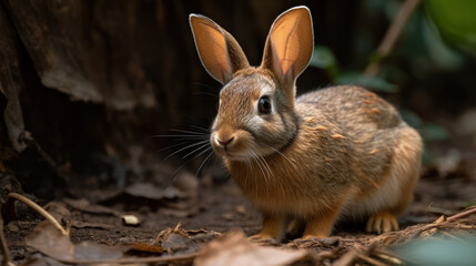 rabbit in the grass, cute rabbit on a garden, generative ai